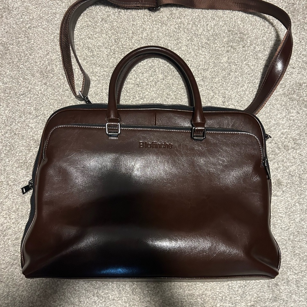 Brown Leather Blofinche Messenger Bag